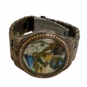 Artisan Resin Art Watch Sea Glass Abalone Bezel Bracelet